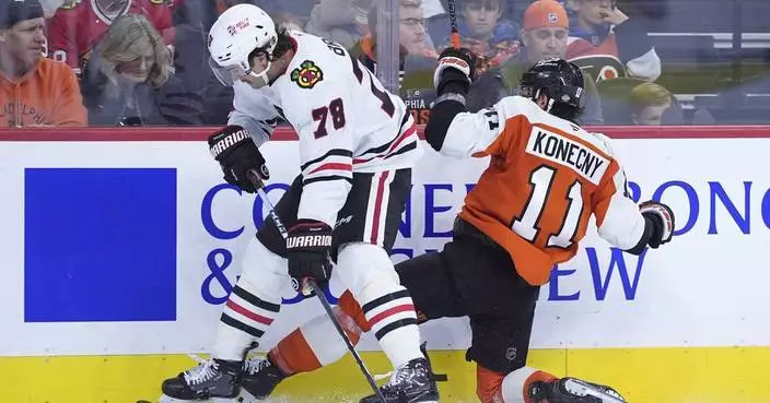 Michkov scores in overtime, Flyers rally to beat Blackhawks 3-2