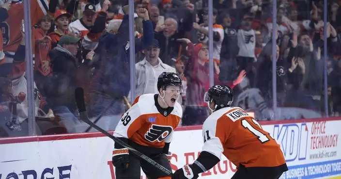 Michkov scores in overtime, Flyers rally to beat Blackhawks 3-2