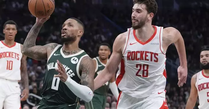 Bucks win 101-100 on Lillard&#8217;s late basket to snap Rockets&#8217; 5-game win streak