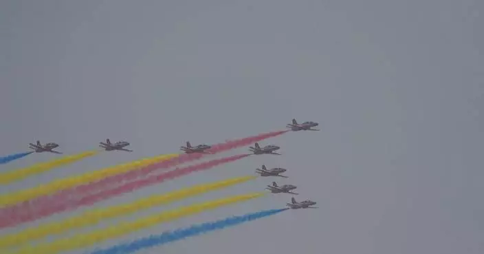 Cockpit view showing breathtaking air stunts of China's  aerobatic team at air show