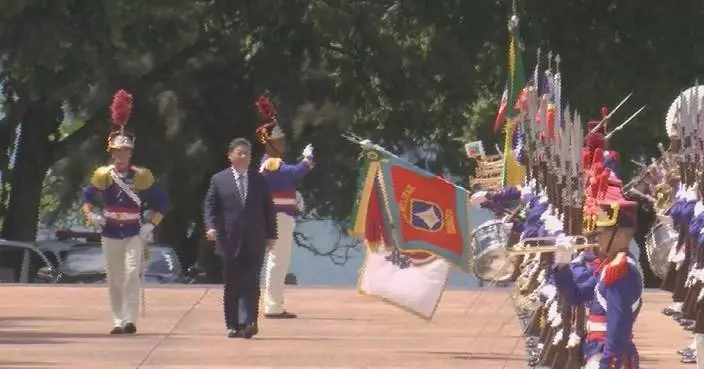 Xi attends welcome ceremony hosted by Brazilian president