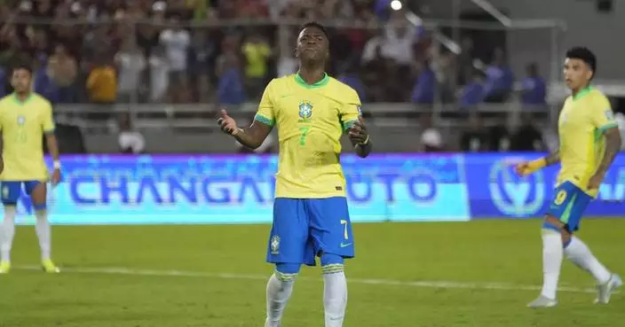 Vinicius misses penalty as Brazil draws 1-1 at Venezuela in World Cup qualifying