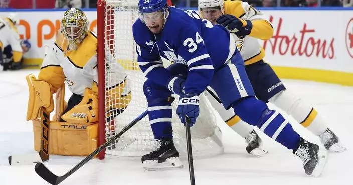 Auston Matthews scores twice as Toronto downs Nashville 3-2