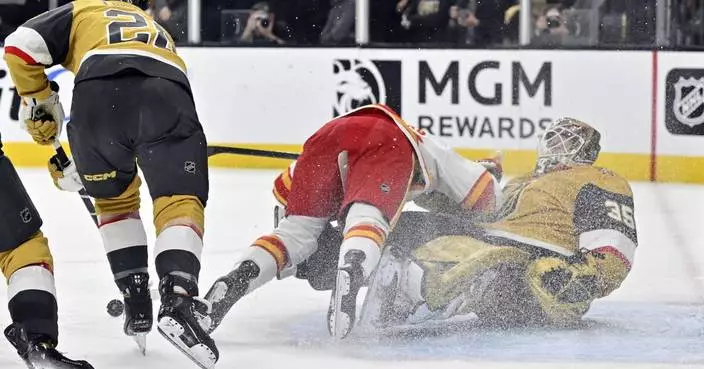 Samsonov stops 31 shots as Golden Knights earn sixth straight win, 3-0 over the Flames