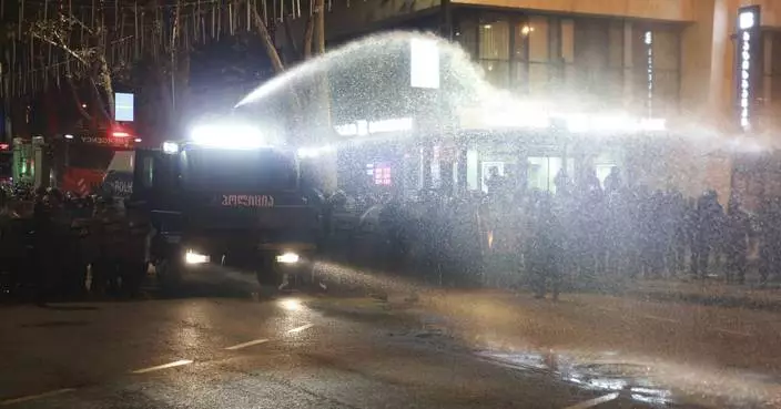 Demonstrators in Georgia again converge on parliament after the country's EU bid was suspended