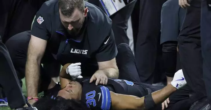 Lions DB Khalil Dorsey collides with teammate, carted off with leg injury against Bills