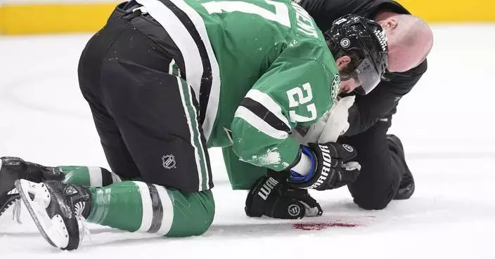 Stars forward Mason Marchment taken to hospital after getting hit in face by puck