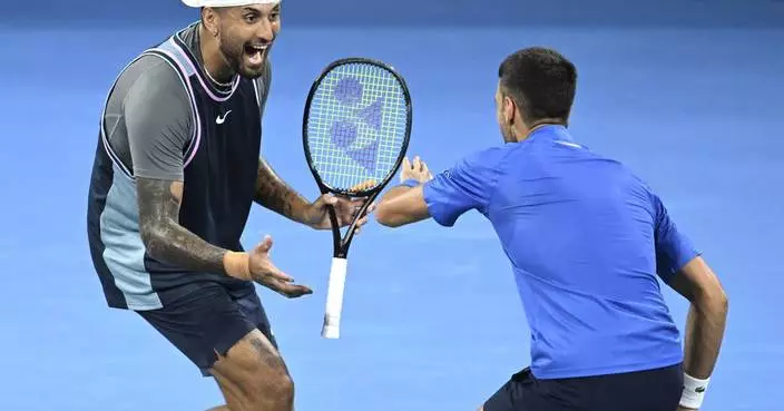 All smiles as Djokovic and Kyrgios treat crowd to flashy shots in doubles win