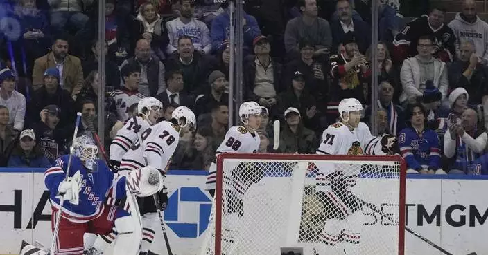 Hall has goal and assist, Soderblom stops 29 shots as Blackhawks beat Rangers 2-1