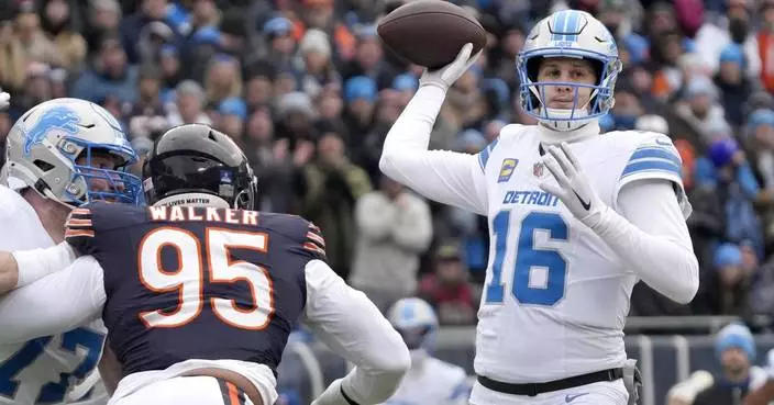 Jared Goff throws 3 TD passes as Lions beat Bears 34-17 for franchise-record 13th win