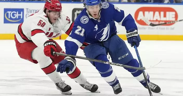 Brayden Point scores with 52 seconds to play to lift Lightning to 3-2 win over Hurricanes