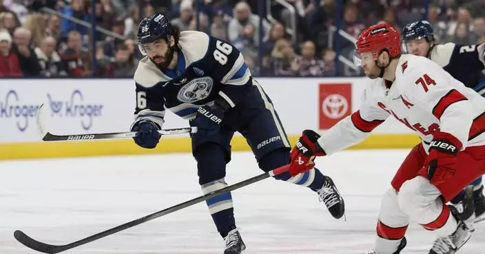 Fantilli scores in the 4th round of a shootout as Blue Jackets beat Hurricanes 4-3