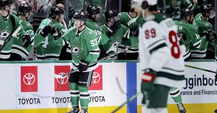 Jake Oettinger stops 32 shots, Stars score twice in a minute to beat Wild 3-0
