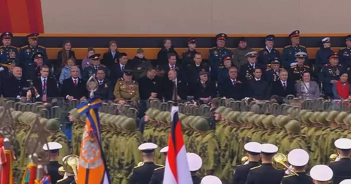 Xi, Putin at Red Square reviewing stand for parade