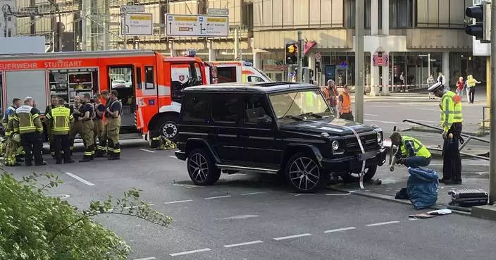 Several injured when a car slams into them in the German city of Stuttgart. The driver is arrested