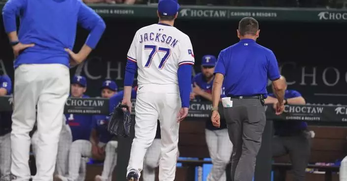 Rangers closer Luke Jackson takes comebacker off pitching hand on his only pitch against Rockies