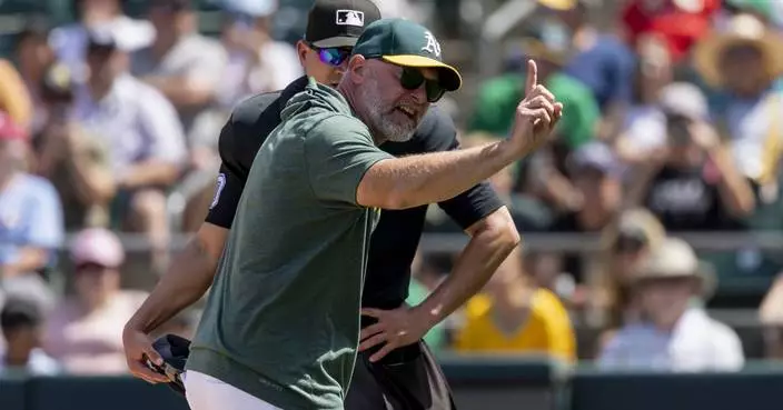 A&#8217;s manager Mark Kotsay and third baseman Miguel Andujar ejected after arguing called strike
