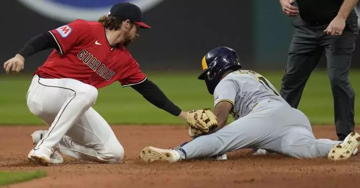 Arias has 3-run double, Ramírez steals 3 bases as Guardians blank Brewers