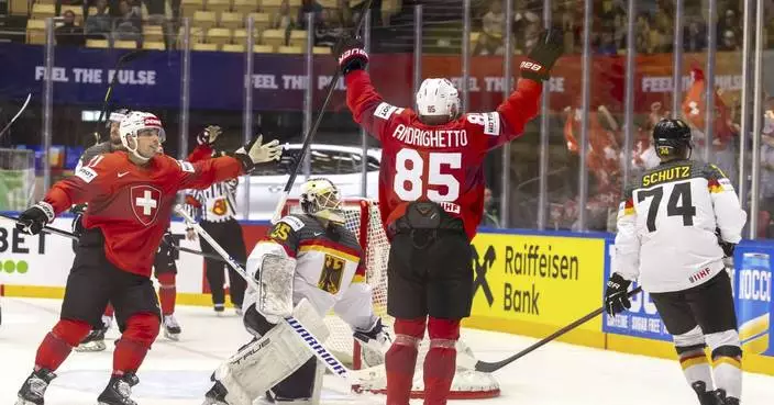 Andrighetto scores 4 goals in Switzerland's win over Germany at ice hockey worlds