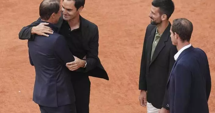 French Open: Roger Federer, Novak Djokovic and Andy Murray join the ceremony for Rafael Nadal