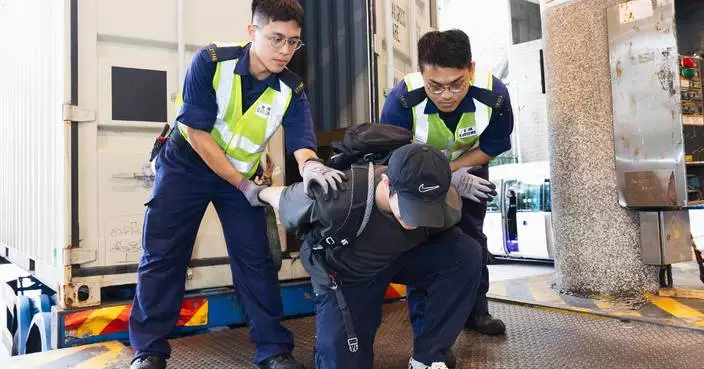 Hong Kong Customs Conducts Joint Counter-Terrorism Exercise TREADING SEA at Tsing Yi Cargo Examination Compound.