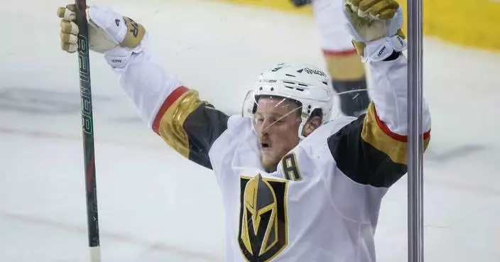 Jack Eichel scores twice and leads the Golden Knights to a 4-2 win over the Flames