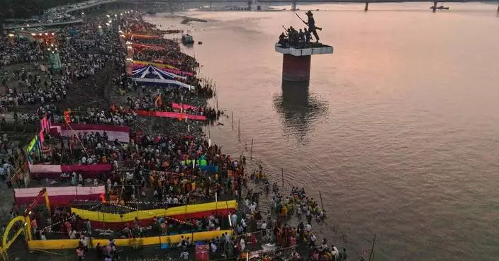 Photos of Hindu devotees celebrating Chhath festival in India
