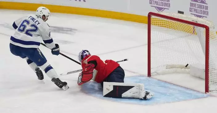 Jack Finley scores 1st NHL goal to help the Lightning beat the Panthers 3-1