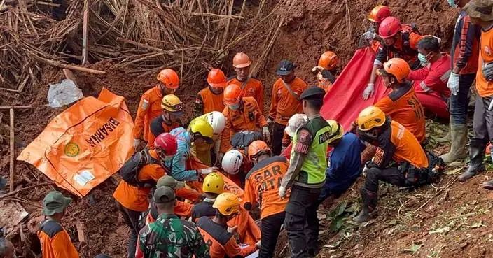 Indonesian rescuers search for nearly three dozen people after landslides killed at least 18 people