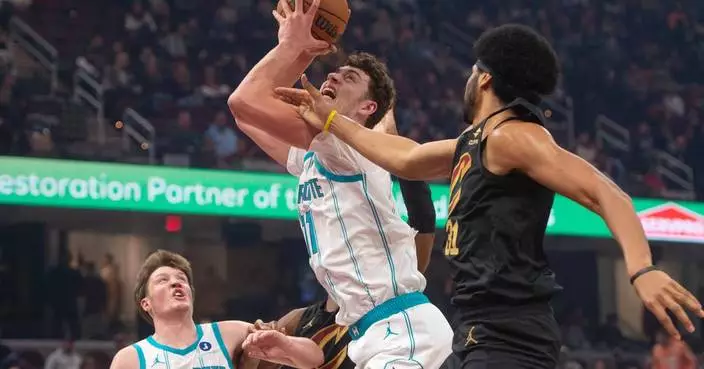 Knueppel scores 29 points, Miller has 25 in Hornets' 119-111 OT win over Cavaliers