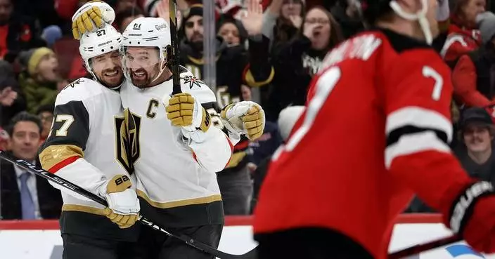 Theodore has goal and assist, Schmid gets shutout as Golden Knights beat Devils 3-0