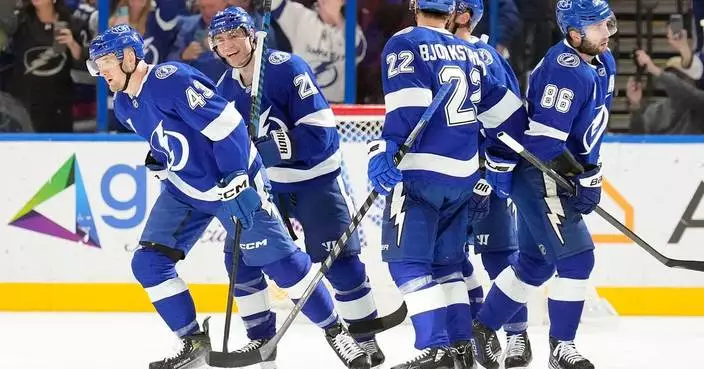 Raddysh has goal, 2 assists to reach 100 career points as Lightning beat Blues 4-1