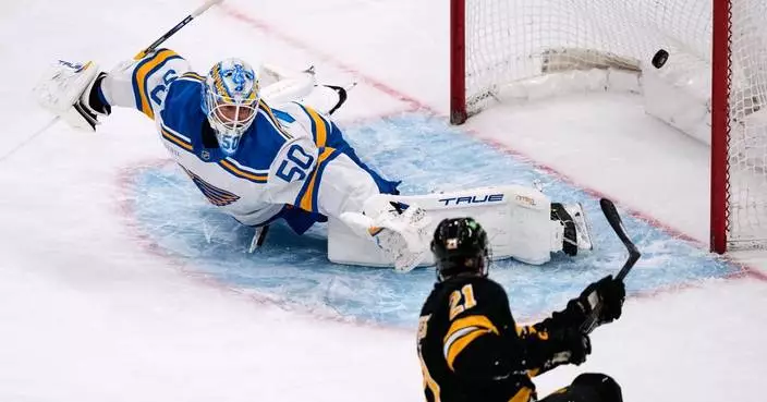 Zacha scores twice, Korpisalo makes 37 saves in Bruins' 5-2 win over Blues