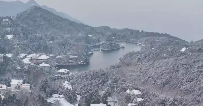 Snowfall blankets Mt. Lushan in Jiangxi as tourists enjoy winter wonderland