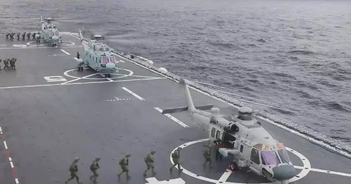 PLA's amphibious assault ship Hainan takes part in drills around Taiwan