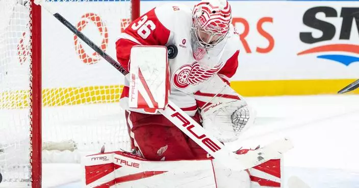 Gibson gets 1st shutout in almost 3 years as Red Wings blank Canucks 4-0