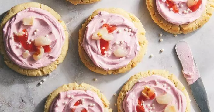 Indulge in lychee-frosted sugar cookies with citrus notes and buttercream