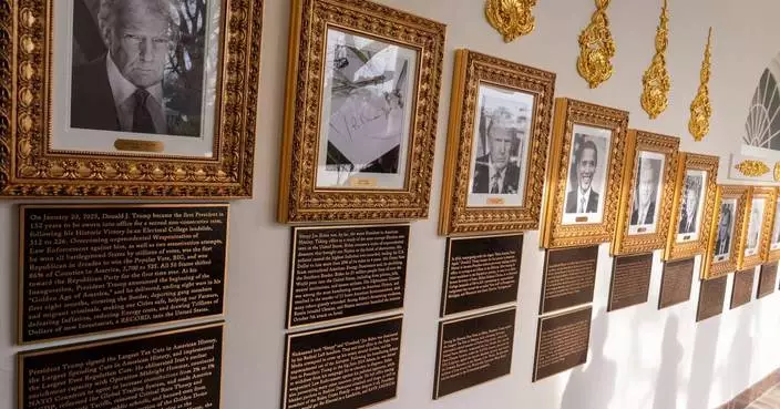 Trump writes partisan plaques for predecessors in his newly installed Presidential Walk of Fame