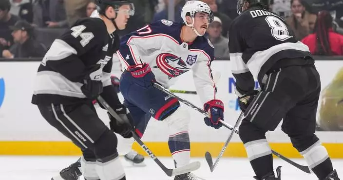 Mason Marchment scores 2 power-play goals, Kirill Marchenko adds 1 as Blue Jackets beat Kings 3-1