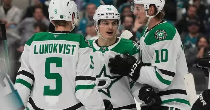 Wyatt Johnston scores 2, Roope Hintz has goal and assist as Stars beat Sharks 5-3