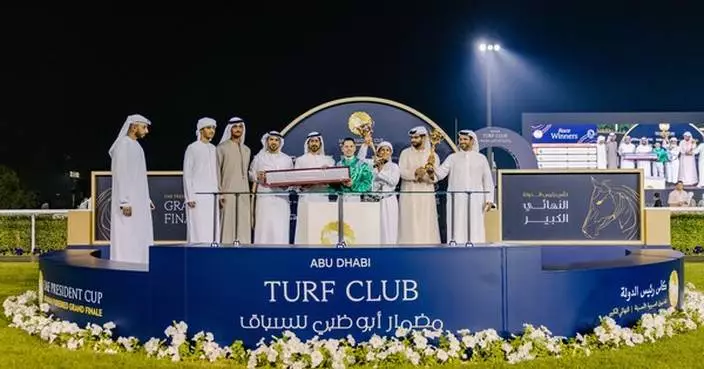Under the patronage of His Highness Sheikh Mansour bin Zayed Al Nahyan, His Excellency Sheikh Khalifa bin Tahnoon bin Mohammed Al Nahyan attends the Grand Finale of the 33rd UAE President Cup for Arabian Purebred Horses at Abu Dhabi Turf Club