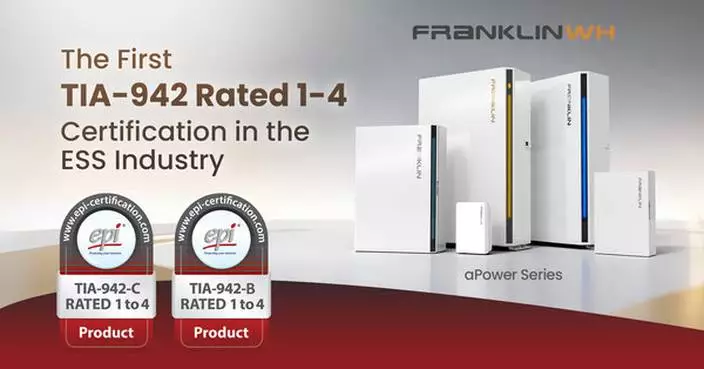 FranklinWH System Obtains World's First TIA-942 Rated 1 to 4 Certification for Home Energy
