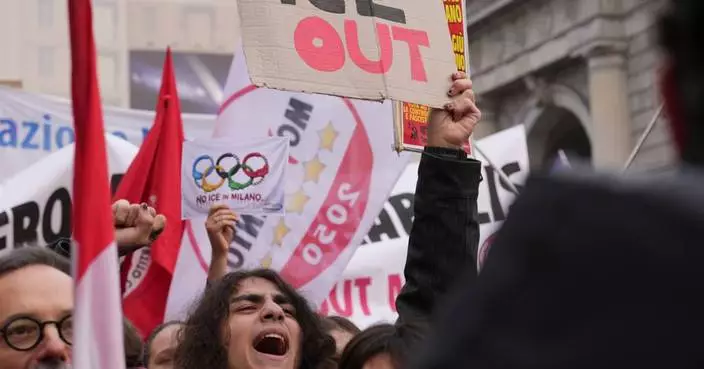 Demonstrators in Milan protest ICE unit at Winter Olympics