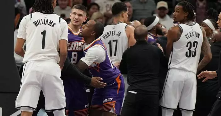 Suns beat Nets 106-102 after teams scuffle late in fourth quarter