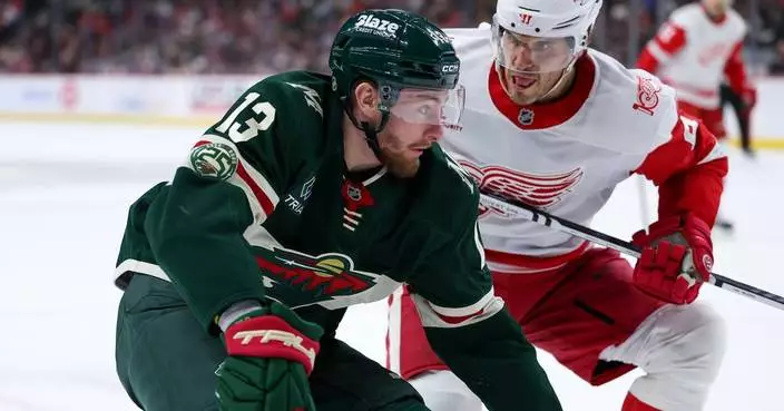 Kaprizov scores second goal of game in OT to lift Wild past Red Wings, 4-3