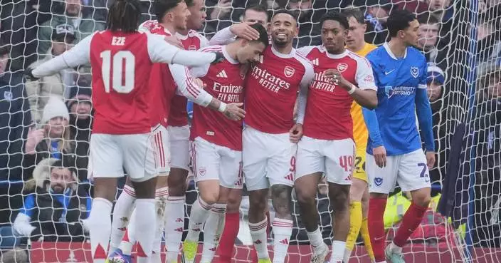 Arsenal routs Portsmouth 4-1 in the FA Cup as Gabriel Martinelli scores a hat trick