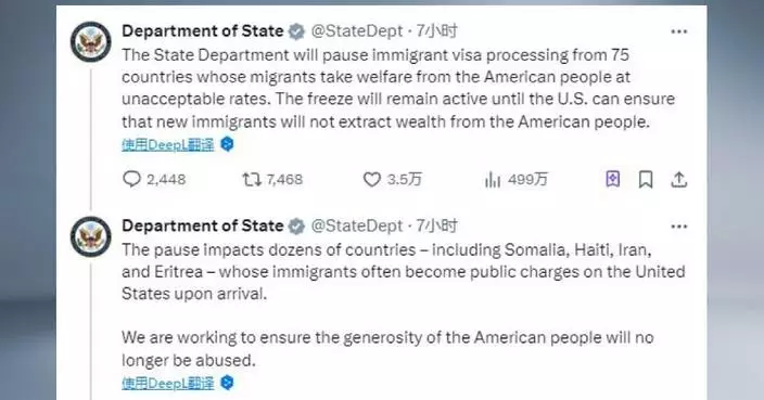 U.S. freezes immigrant visa processing from 75 countries