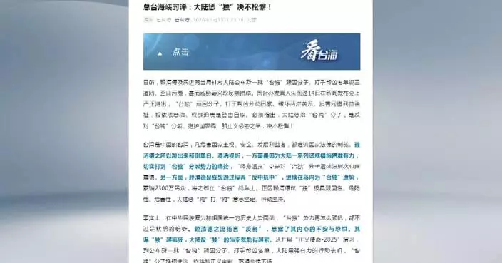 Mainland never slackens efforts to punish Taiwan separatists: commentary