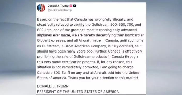 Trump threatens 50 pct tariff on Canadian aircraft