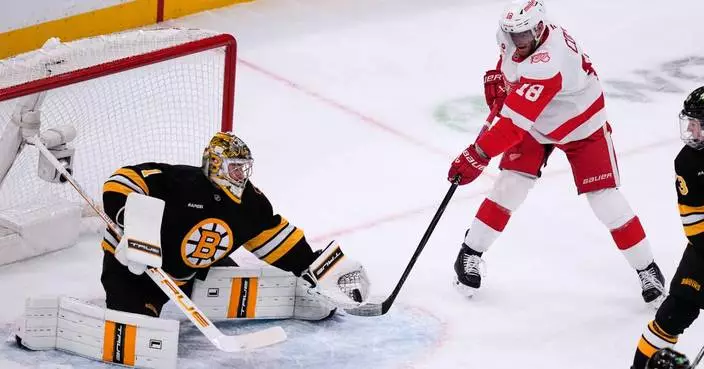 Swayman stops 24 shots for 1st shutout of season as Bruins beat Red Wings 3-0
